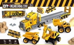 Камион платформа – пътна помощ със строителни машини