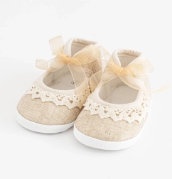 Бебешки дантелени пантофки New Baby кафяви 12–18 месеца
