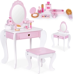 Голяма детска тоалетка със огледало, столче и 7 аксесоара ECOTOYS