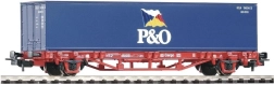 Платформен вагон PIKO Lgs579 с 40-футов контейнер P&O, DB AG, H0 (епоха V)