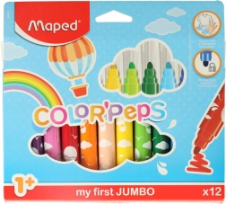 Флумастери за малки деца 1+ MAPED Color’Peps Early Age, 12 цвята