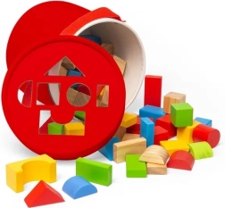 Bigjigs Toys дървени кубчета и сортер в барабан
