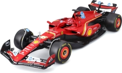 Модел F1 Bburago Ferrari SF-24 1:18 Charles Leclerc с фигурка и витрина