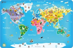 Дървен пъзел Карта на света за деца Classic World
