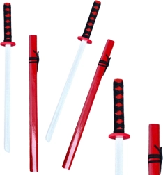 Дървена тренировъчна катана червена 70 cm