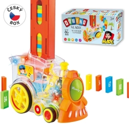 Прозрачен локомотив с домино и светлина за деца