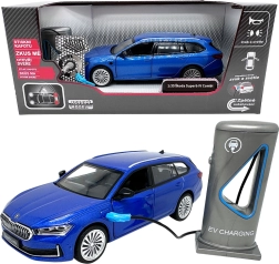 Метален модел Škoda Superb IV Combi със зарядна станция, син 1:35