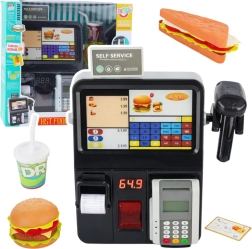Детска самообслужваща каса с терминал и скенер – FAST FOOD комплект със светлини и звуци