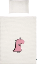 6-piece baby bedding set for crib BELISIMA Dino 3D, creamy pink 100 × 135 cm