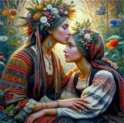 Диамантено рисуване Майка с дъщеря 30 × 40 cm