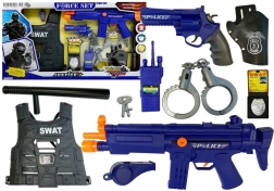 Полицейски игрови комплект със звуци от стрелба и аксесоари