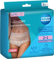 Canpol babies еднократни следродилни бикини с подложка 2в1 L/XL, 5 бр.