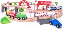 Wooden Train Set with Electric Locomotive
