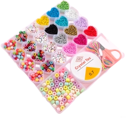 Bead Set in a Box with Heart-Shaped Compartments – 26 Pieces