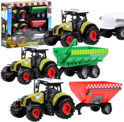 Set of three tractors with detachable trailers for little farmers