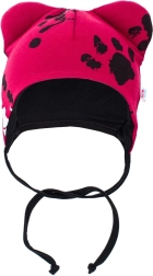 Infant cotton hat with ears New Baby Paw dark pink