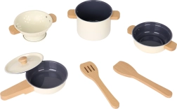 Комплект детски метални съдове, 7 части, бяло изпълнение
