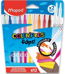 Флумастери MAPED Color’Peps Oops 12 цвята + 2 гумички