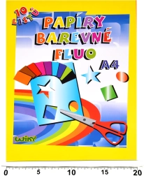 Цветни флуоресцентни листове A4, 10 броя