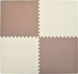 Пенова постелка HUMBI 120 × 120 см – голям водоустойчив пъзел, безопасна за деца, кремава и медна, 4 бр.