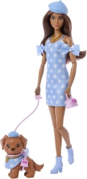 Barbie двоен костюм – кукла на точки с кученце и аксесоари