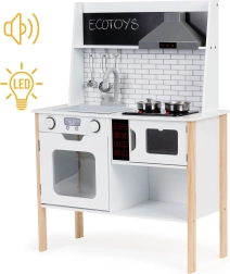 Дървена детска кухня със светлини и звуци ECOTOYS