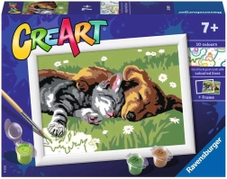 Рисуване по номера CreArt – спящо куче и котка 18 × 13 см