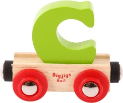 Дървено вагонче с буква C Bigjigs Rail