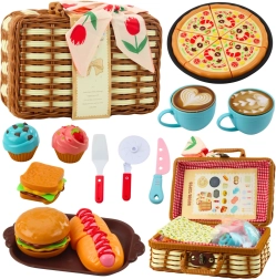Picnic Basket for Kids, 33 Pieces – Woven Basket, Play Food and Accessories