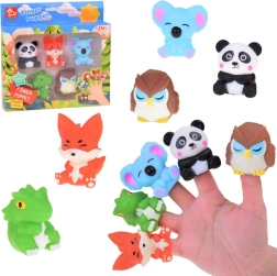 Гумени кукли за пръсти ЗОО животни - комплект 5 фигурки