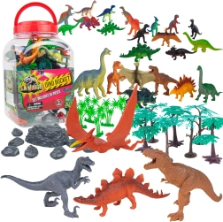 Boley динозавърски фигурки в кофа – комплект от 55 части T‑Rex и приятели