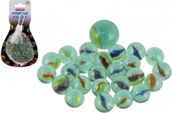 Стъклени топчета за игра в мрежичка – микс размери