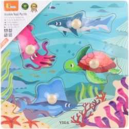 Дървени пъзели с копчета Морски животни Viga