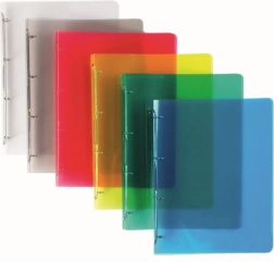 A4 polypropylene ring binder, lines design, 4 rings (assorted colors)