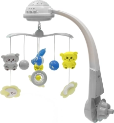 Въртележка за кошара със светлинен проектор Baby Mix – сива