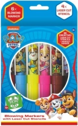Въздушни флумастери със шаблони Paw Patrol, 6 бр., кутия 12 × 19 см