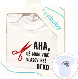 Baby bodysuit with print New Baby more hair than daddy, gift packaging