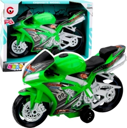 Racing motorcycle with light and sound effects green toy