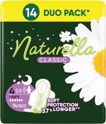 Naturella Classic хигиенни превръзки Night с крилца 14 бр.
