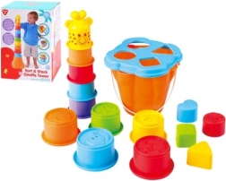 Insert toy and pyramid, giraffe 2-in-1 plastic