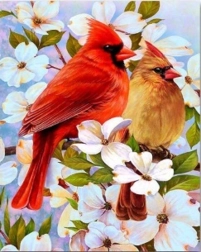 Diamond painting birds on a branch 30 × 40 cm