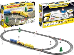 Голяма електрическа влакова писта със светлина и вагони CONSTRUCTOR TRAIN