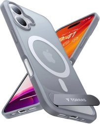 Калъф Torras Pstand за iPhone 16 Plus, титан-сив