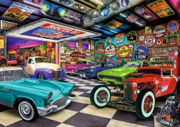 Trefl Puzzle Premium Plus Tea Time: гараж на колекционер на автомобили 1000 части