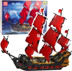 Construction building set pirate ship with red sails 3139 pieces