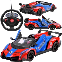 Sport RC Car with Opening Doors and Steering Wheel Controller 27 MHz – Red