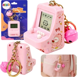 Pink Pocket Electronic Tetris Game Keychain