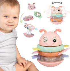 Woopie sensory toy 2-in-1 cute bee – rocking maraca and teether, pink