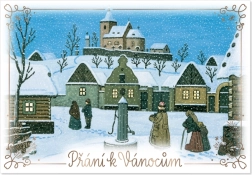 Коледна картичка с мотив на венец