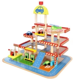 Дървен паркинг с гараж за деца